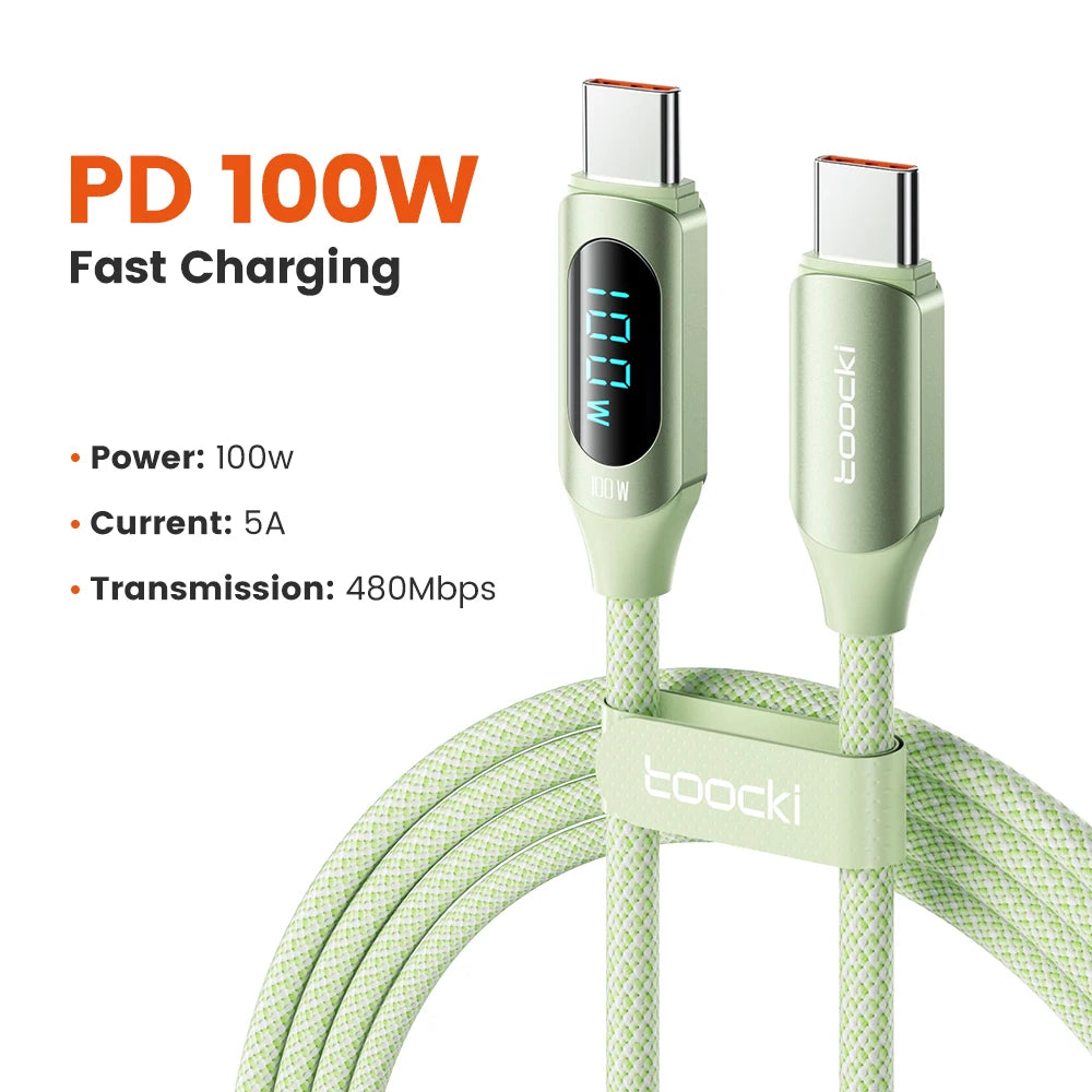 Toocki Typ-C Kabel PD 100W - 5A, USB-C zu USB-C Display