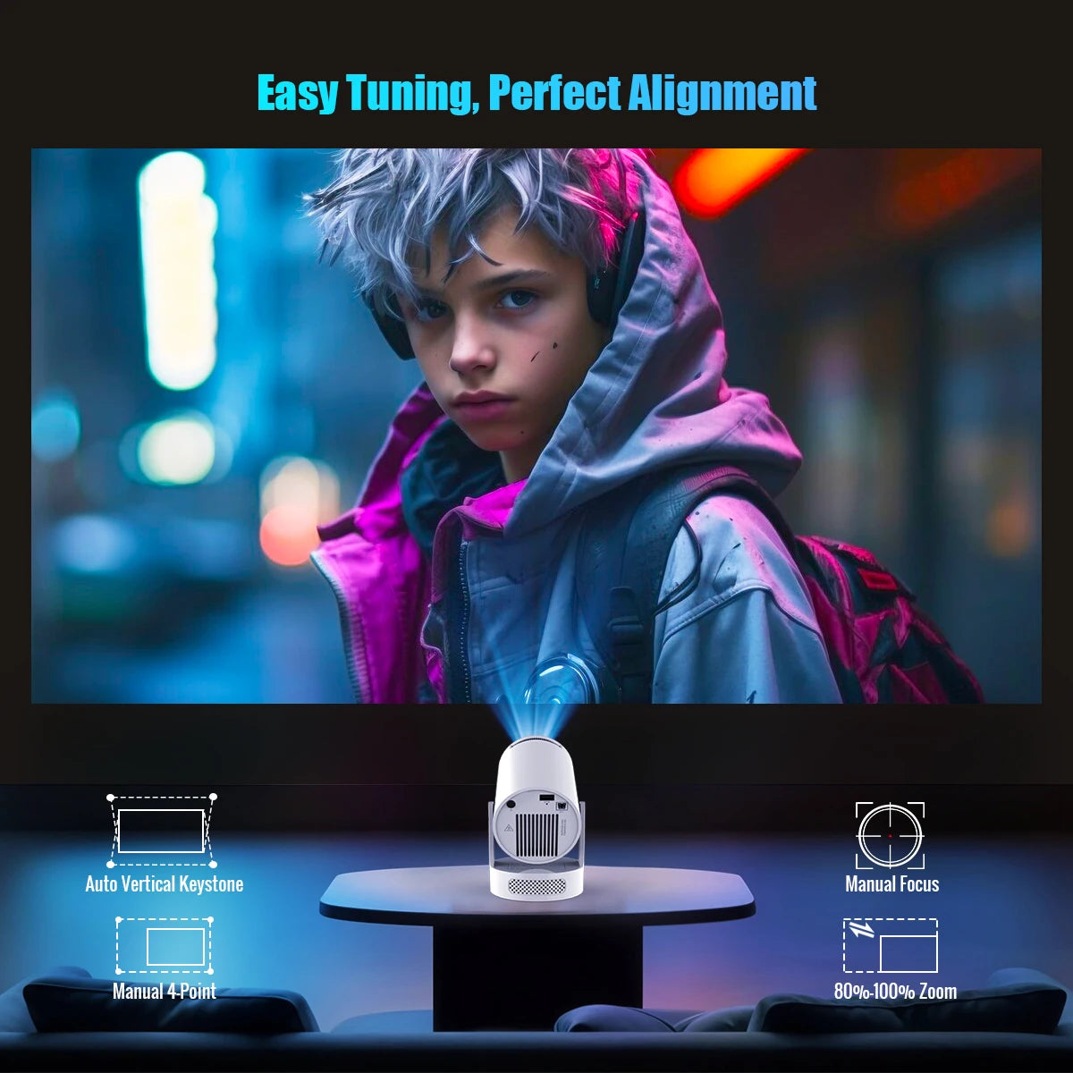 Magcubic Projector Android 11 4K 1280*720P HY300 Pro + Dual Wifi 260ANSI 180°flexible BT5.0 Cinema Outdoor Portable Projector