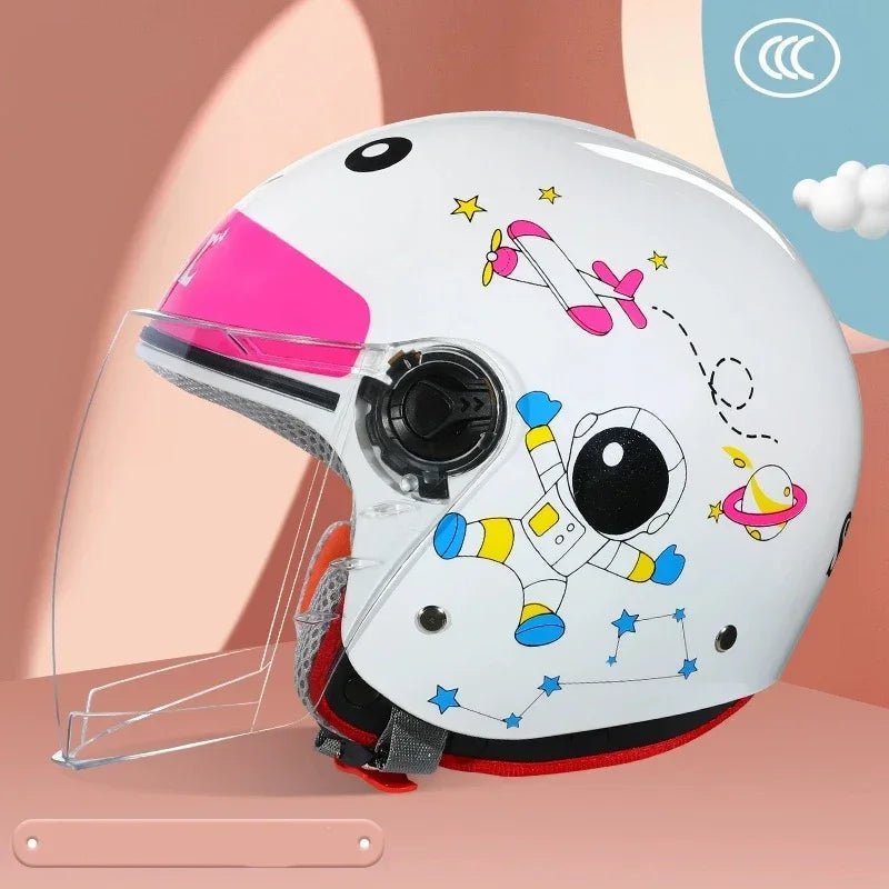 Children Cartoon Cute four seasons Motorcycle helmets Open face electric car bike child helmet for kids boy girl unicorn DOT