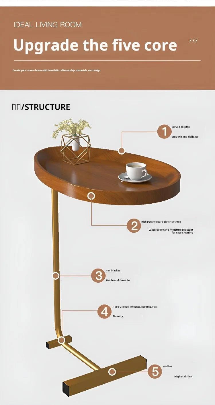 Home Small Apartment Mini Side Table Movable Coffee Table Livingroom Sofa Corner Storage Rack Minimalist Lightluxury Furniture