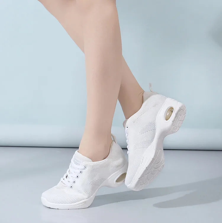Sneakers Dance Shoes For Women Flying Woven Mesh Comfortable Modern Jazz Dancing Shoes Girls Ladies Outdoor Sports Shoes