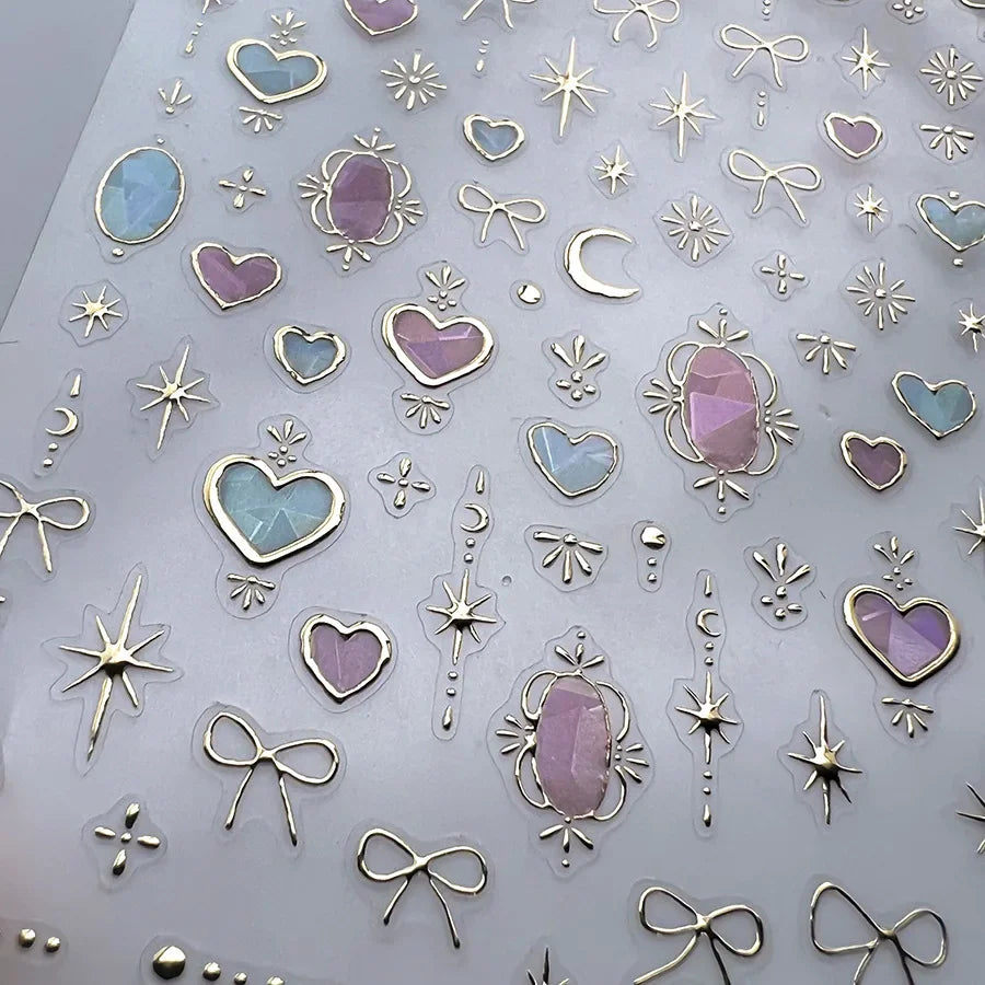 TSZS TO3913 Decorațiuni unghii 5D strălucitoare - Inimă și Lună 1 buc