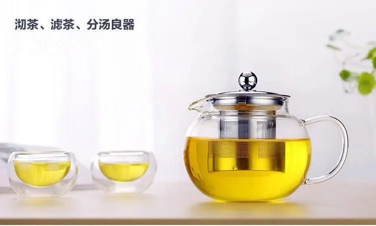 High quality Heat Resistant Glass Tea Pot,Chinese Flower Tea Set Puer Kettle Coffee Teapot Convenient With Infuser Office Home