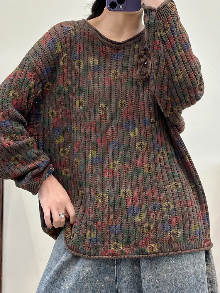 Amax LuluE Pullover Bedruckt Winter OAusschnitt-XL Baumwolle