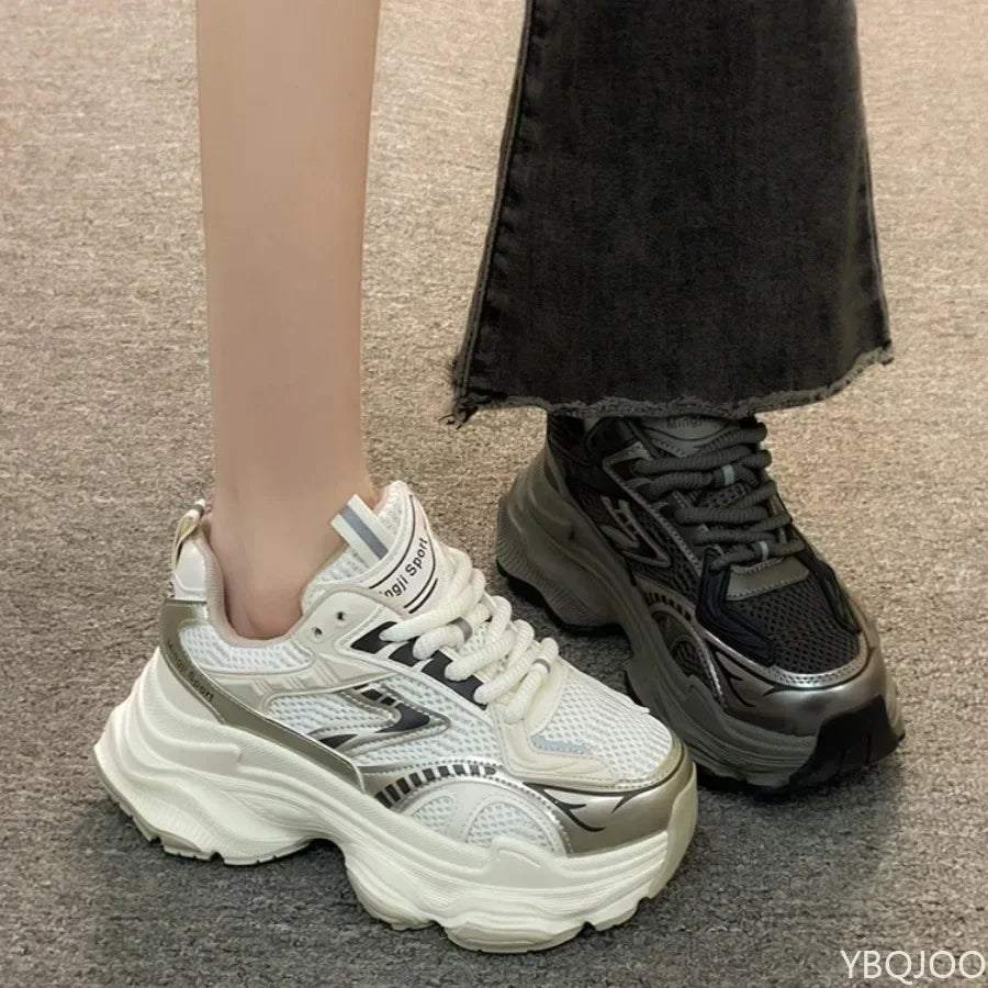 Platform-Sneaker 2025: YBQJOO Women Platform Sneakers 2025 Autumn New - Fashion Casual Lace Up Sports Shoes Woman Non Slip Walking Shoes Ladies Vulcanize Collection