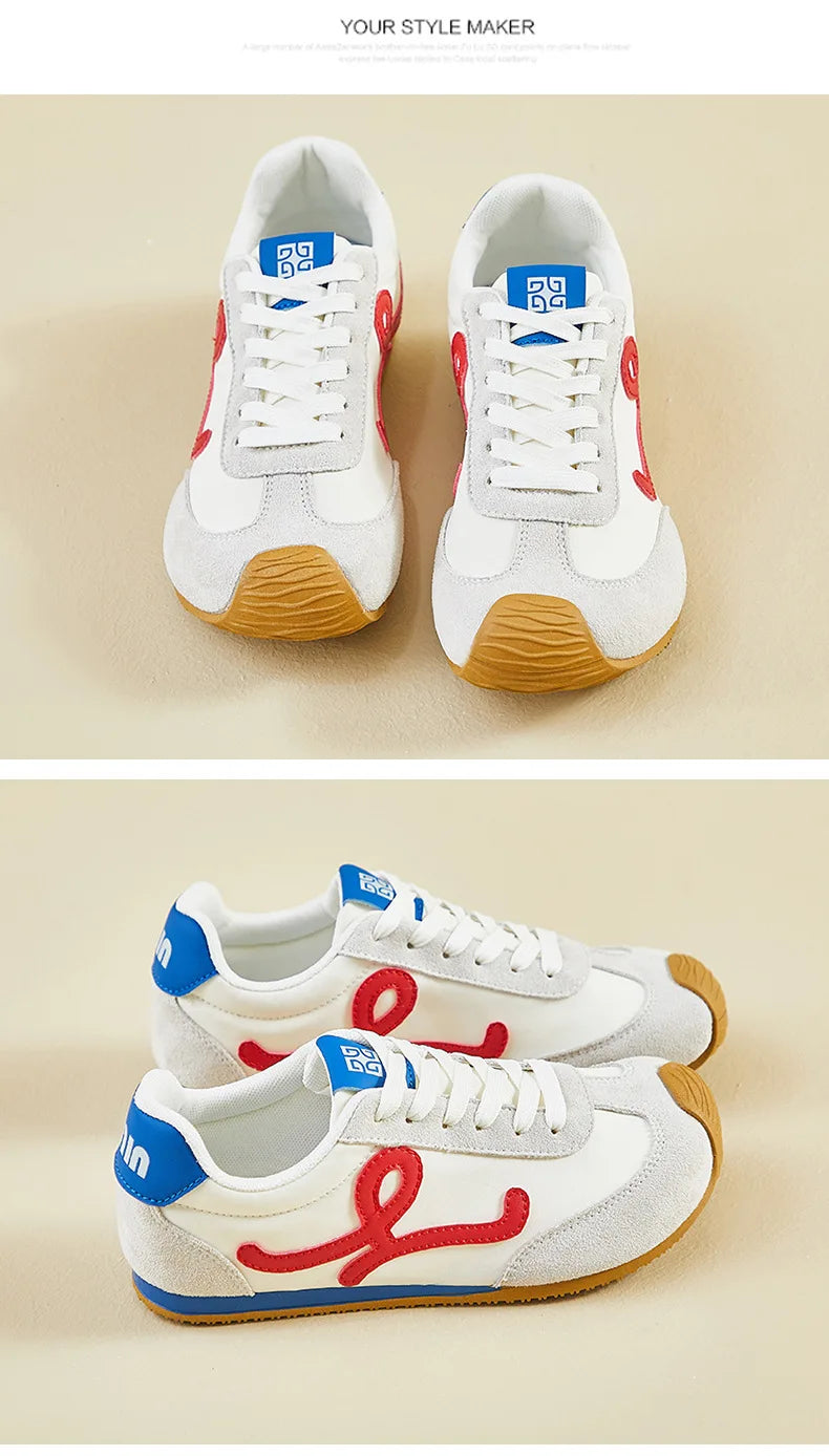 New Fashion Women's Shoes 2025 Spring Autumn Platforms Sneakers Comfortable Flat Shoes Lace-up Non Slip Casual Vulcanized Shoes