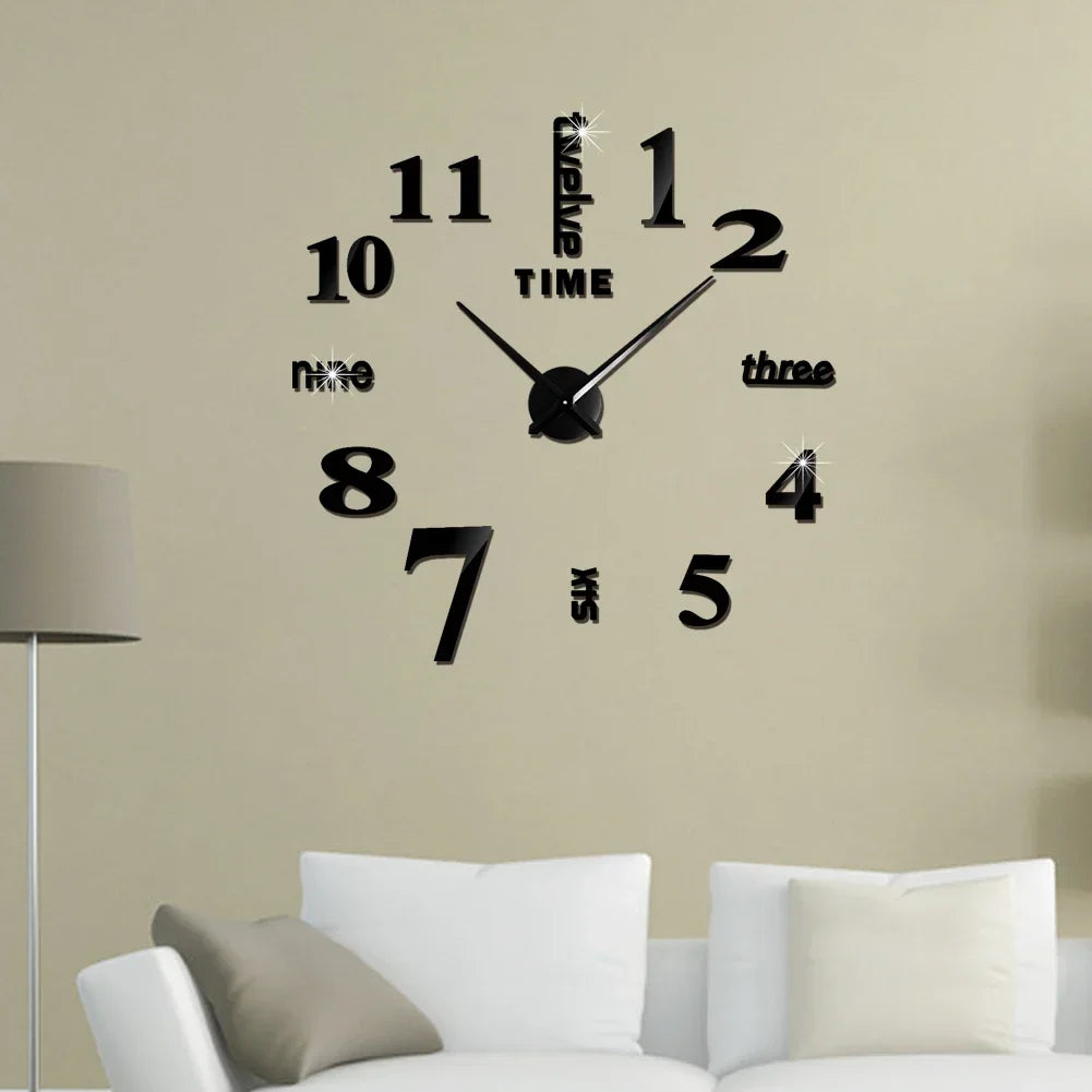 Large 3D Digital Wall Clock Acrylic European Creative Numerals Design Mirror Wall Sticker Clock DIY Self Adhesive Home Decor