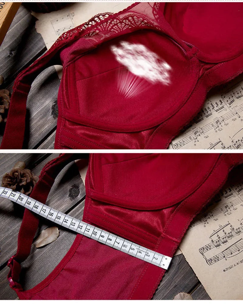 elegant Bra Women Lace Push Up Bralette Wire Free Mesh Large Size Lingerie Solid Color Seamless Thin Wireless Soft Floral Bralette