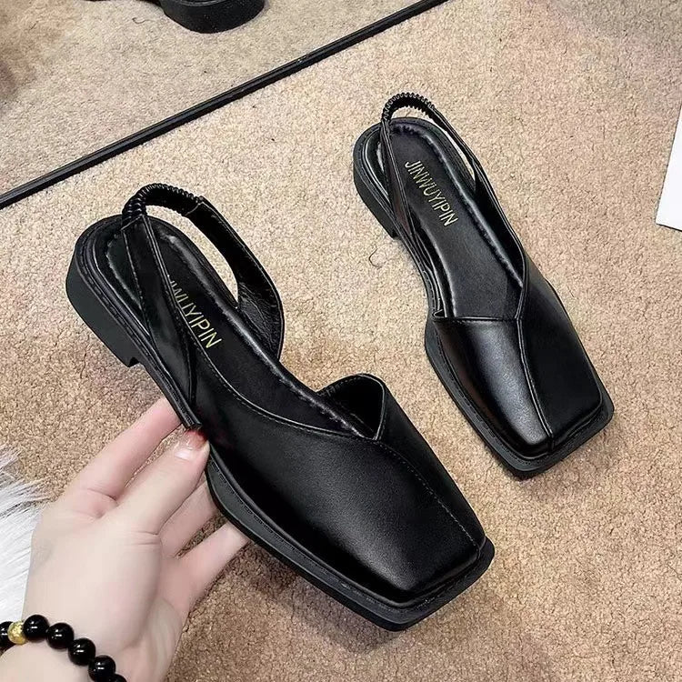 Women Sandals Elegant Square Toe Flat Shoes for Women Fashion Low Heels Sandals Brand Designer Women Party Shoes Sandalias Mujer