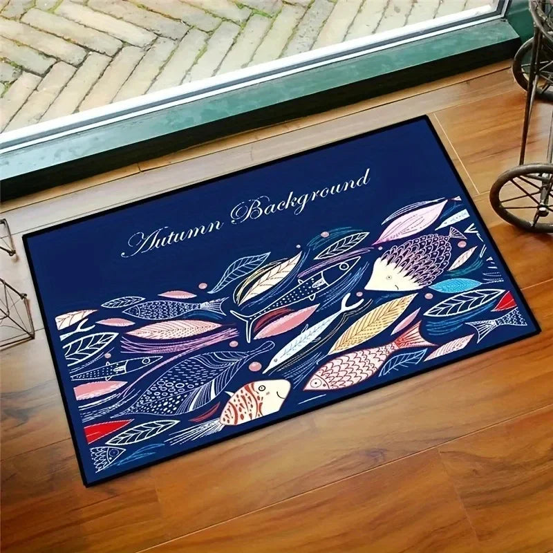 Cartoon Cat Pattern Mat Non-slip Easy To Clean Rug Wrinkle-Resistant Doormat Outdoor Entrance Floor Decorative Washable Carpet