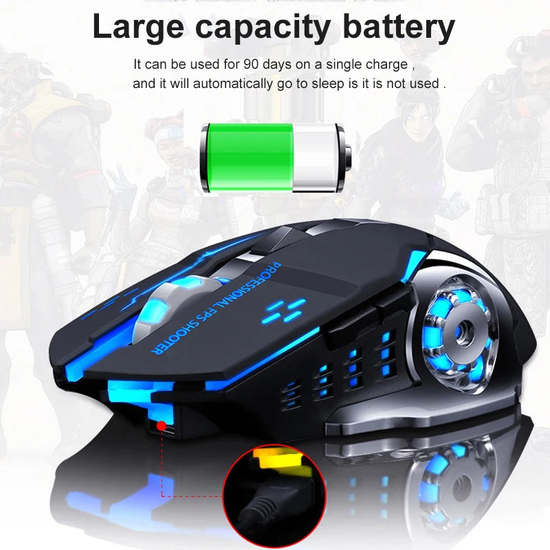 Rechargeable Wireless Mouse Gaming Computer