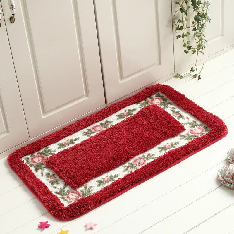 Pastoral Style Bedroom Carpet Bedside Mat Rectangle Floor Mat Water Absorbent Bathroom Mat Non Slip Doormat Kitchen Rug