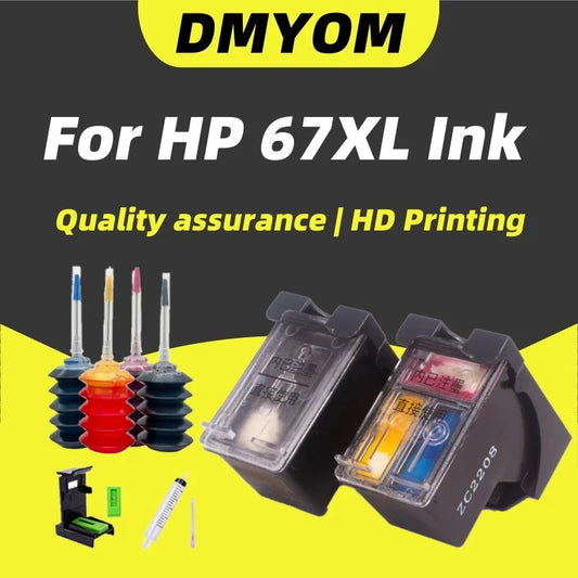 DMYON Replacement for HP 67 XL hp67 Ink Cartridge 67XL for ENVY 6010 6020 6022 6030 6052 6055 6058 6069 6075 6078 6458 Printer