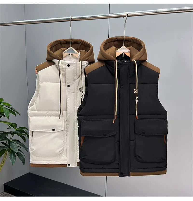 Fujian Herren-Weste abnehmbar Kapuze - Baumwolle, warm, L