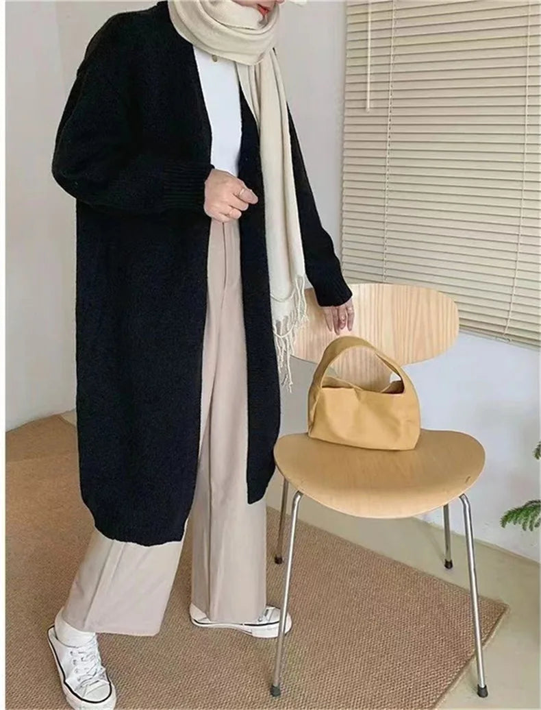 Mooclound PYTZX-b108 Lang Strickcardigan- Baumwolle Größe SL