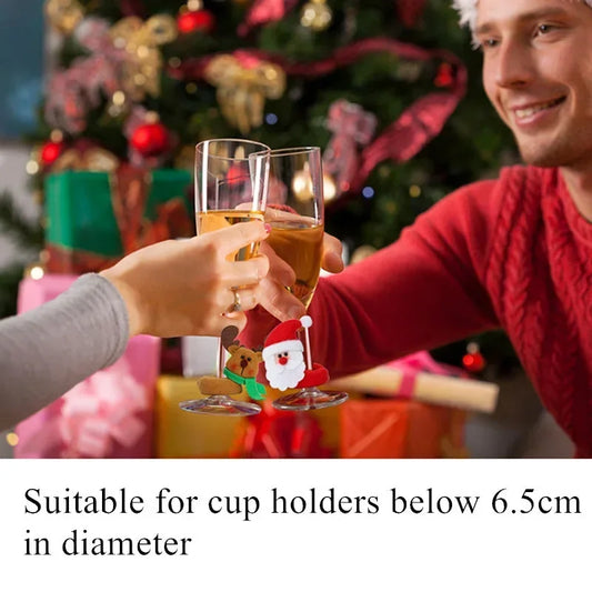 FestlichGlas Weinglas Dekor Weihnachtsmotiv - Größe 8x9 cm, Filz