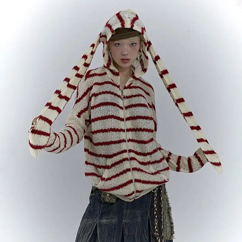 Karrcat Grunge Strickjacke Hollow Out - S/M, Vollarm