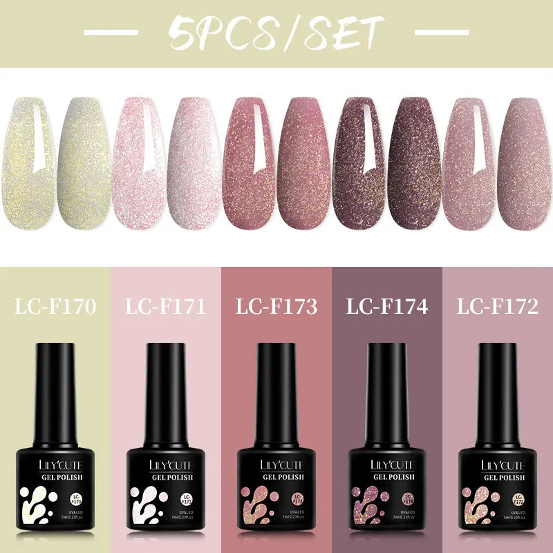 LILYCUTE 5 buc/set 7 ml roșu maro unghii gel DIY unghii artă semipermanentă UV gel ojo de unghii de lungă durată design manichiură kit consumabile