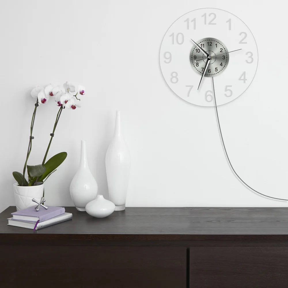 Modernes Acryl-Wanduhr mit LED-Hintergrundbeleuchtung - Schlafzimmer/Bettseite/Nachttischuhr - Leuchtet im Dunkeln - Mehrere LED-Farben - Dekoration