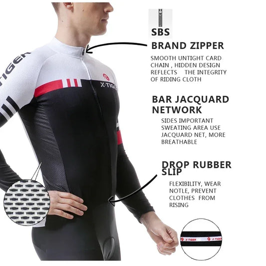 X-TIGER Top Qualität Radfahren Trikot 2025: Langarm MTB Fahrrad Polyester - Berg Fahrrad Sportbekleidung Atmungsaktiv Schnell Trocknend Schweißabweisend Taschen - Golden Bridge Store
