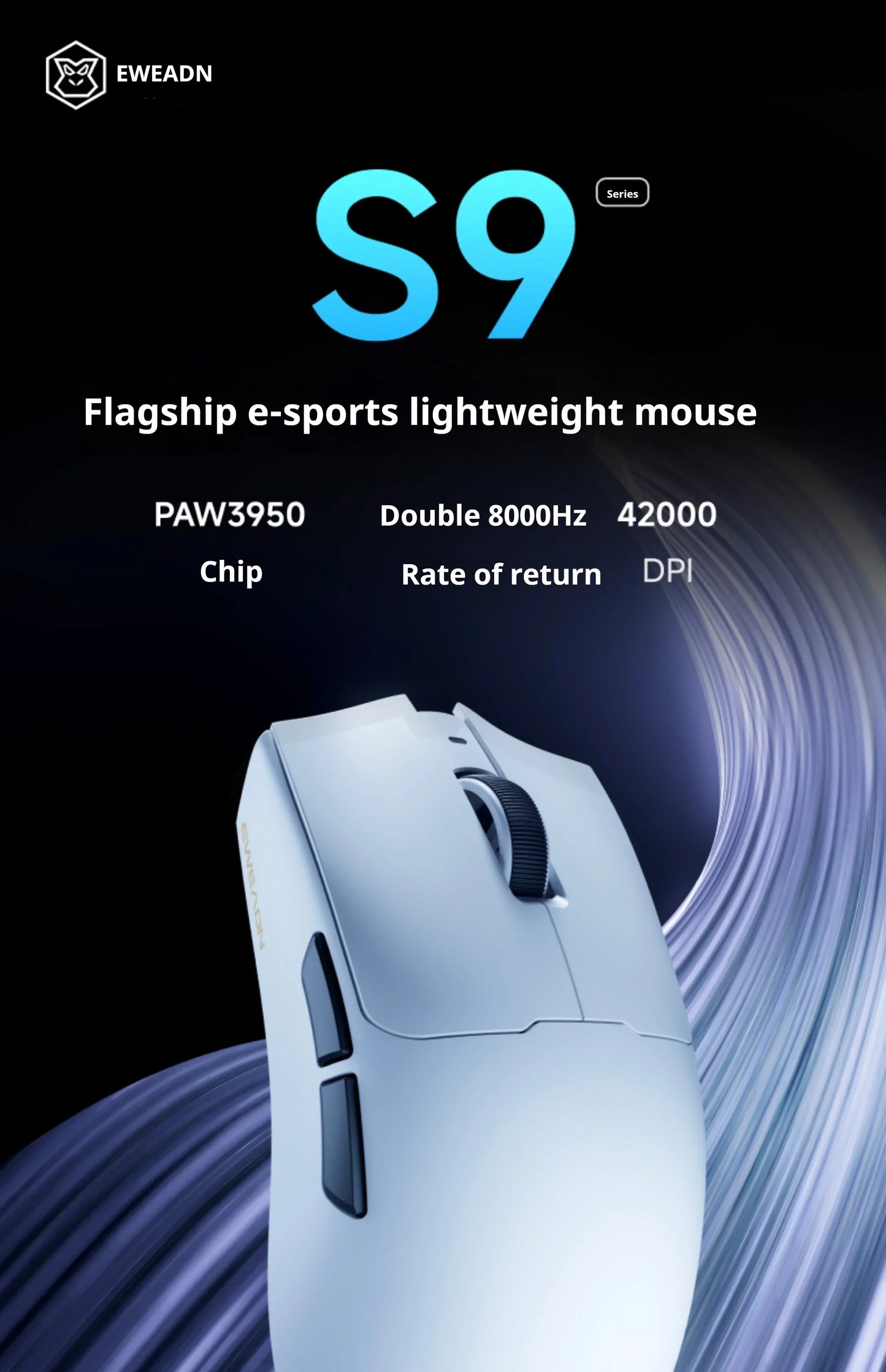 Mouse de gaming ultraușor EWEADN S9 Pro - 26K DPI, Tri