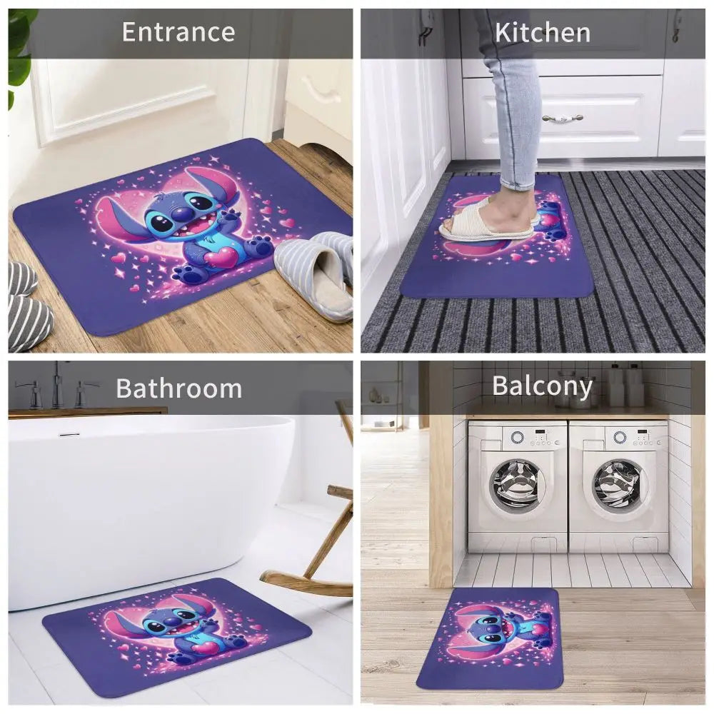 Custom Cartoon Stitch Floor Door Kitchen Bathroom Mat Anti-Slip Outdoor Doormat Bedroom Balcony Entrance Rug Carpet Footpad