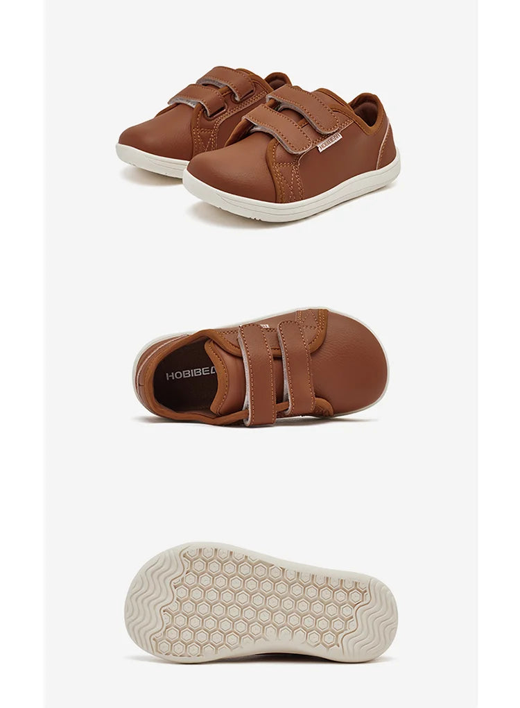 HOBIBEAR Kinder Barfuß Schuhe 2025 - Klein/Groß/Kind Weite Zehen Minimalistische Sneaker - Leichtgewicht Klettverschluss Kunstleder Schuhe