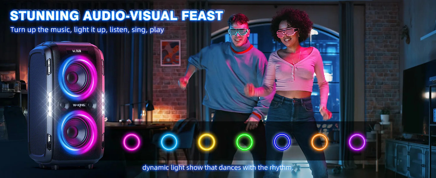 Party-Lautsprecher 2025: W-KING 250W PEAK Bluetooth - 120dB Massive Bass V5.3 Boombox Wireless Collection