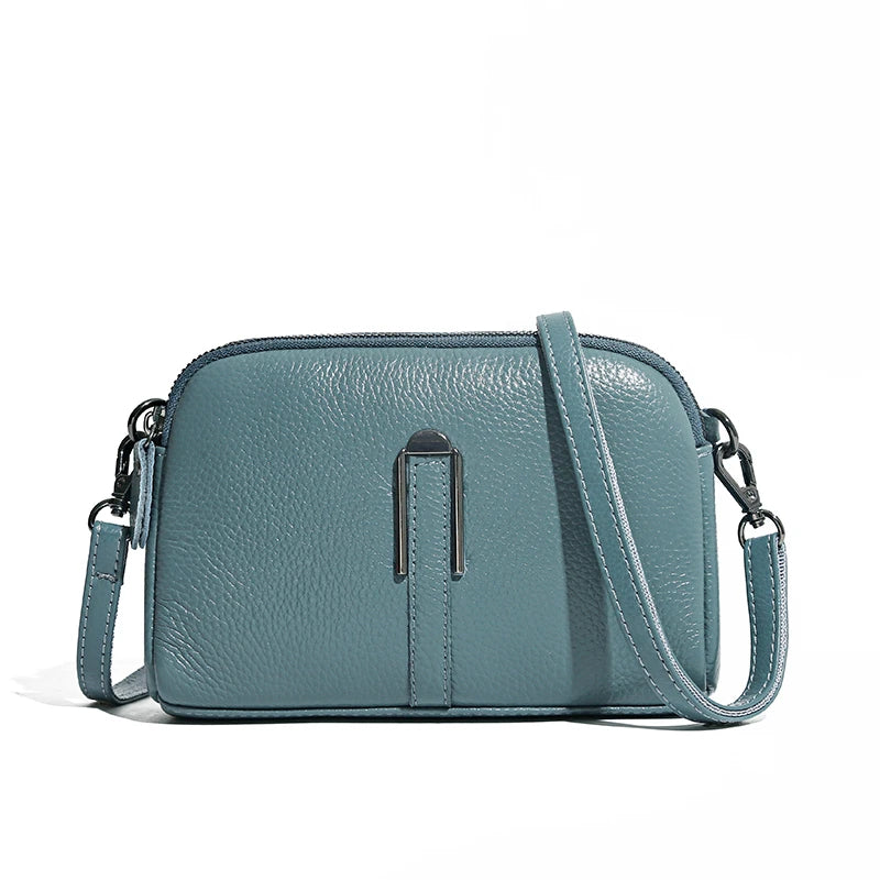 Echtes Leder Tasche 2025 - Luxus Frauen Umhängetasche - Einfarbig Clutch Handy Taschen Schultertasche Messenger Bag