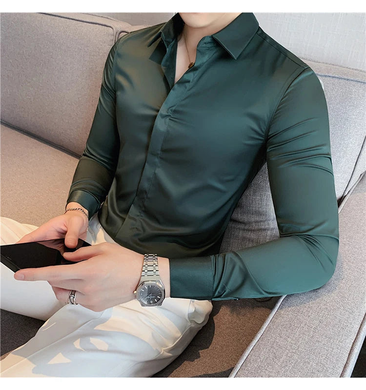 8Farben SlimFit Langarmhemd - Gr. M-L, Feiner Stoff