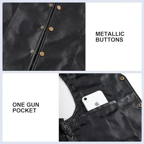 Arjen Kroos Kunstlederweste - Mit Taschen, Schnürung L