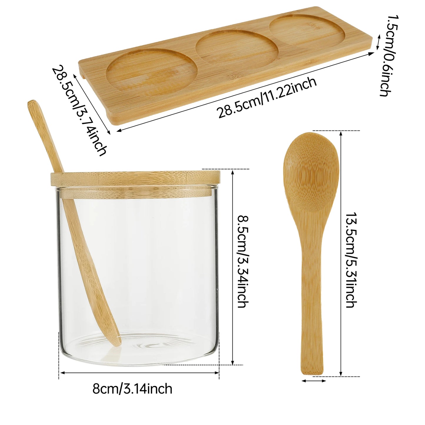 Glasio 3er Staubdichtes Gewürzglas Set - 3x150ml Glas