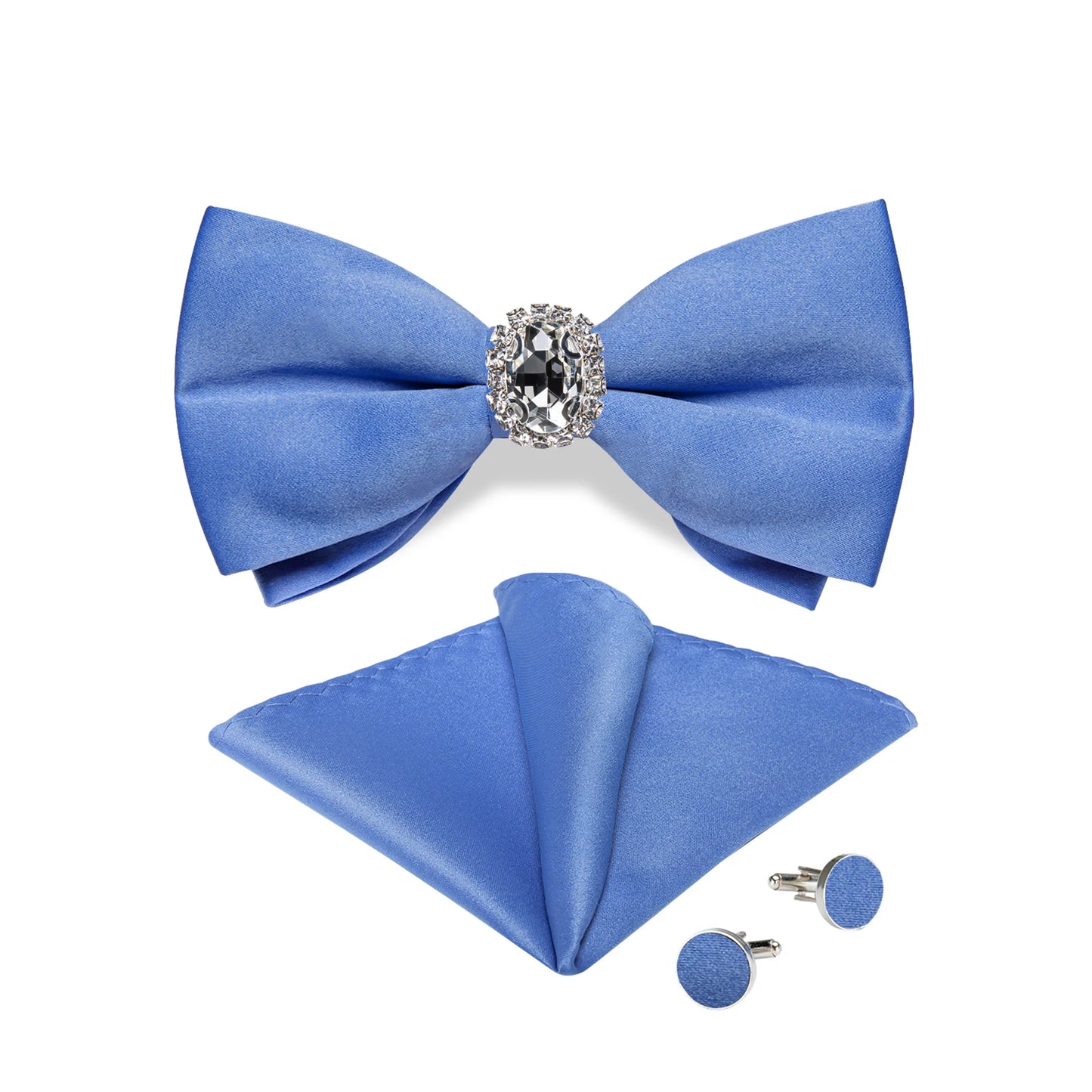 Designer Men's Silk Bowties Pocket Square Cufflink Set for Man Wedding Pre-tied Bow Ties Fashion Butterfly Knot Business Bowties