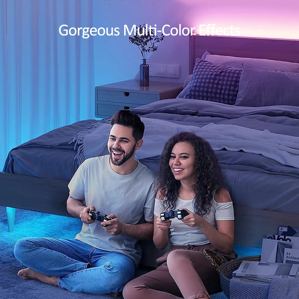LED Strip Lights, Ultra-Long RGB 5050 LED Strips with Remote Controller, Color Changing Tape Light with 12V Adapter for Bedroom