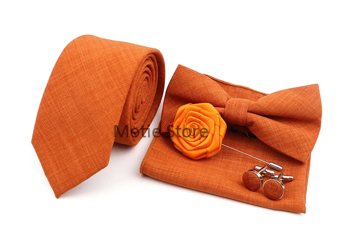 Set de accesorii bărbătești cu design nou, 27 de culori: batistă clasică din bumbac, butoni, papion pentru nuntă, petrecere, cadouri