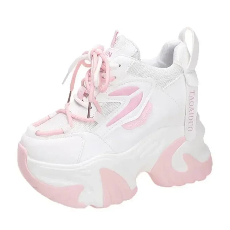 Fashion Sneakers For Women 11CM Platform Chunky Casual Shoes High Quality Autumn Woman Tenis Female Walking Trainers Thick Sole