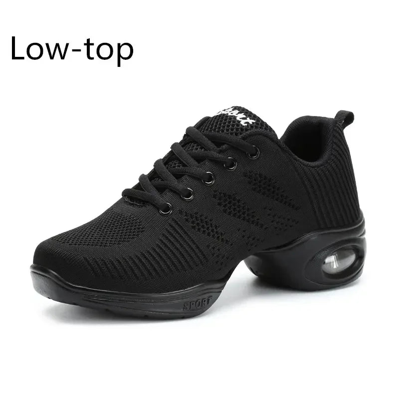 Women New PU Soft Outsole Sneakers Comfortable Dance Shoes    Breath Woven Mesh Modern Jazz Sports Feature Dance Sneakers