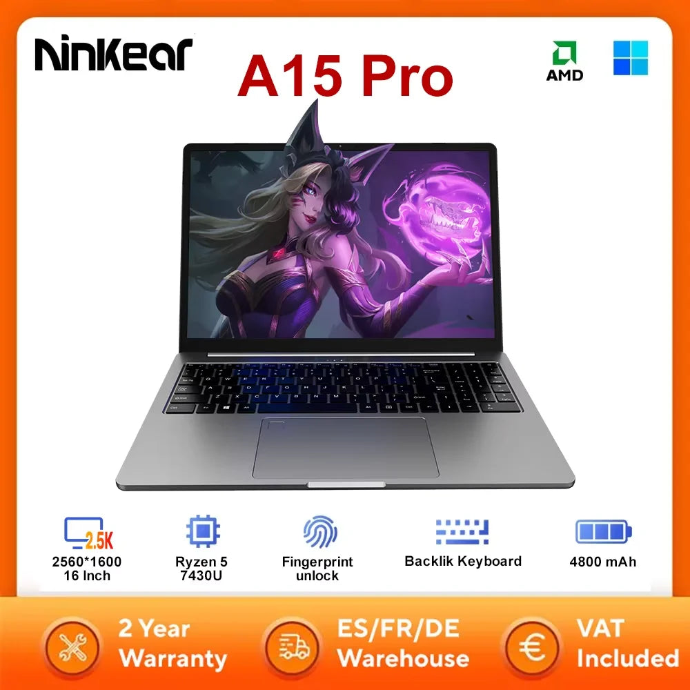 Ninkear A15 Pro 16 Zoll - 16GB RAM, 1TB SSD, Ryzen 5