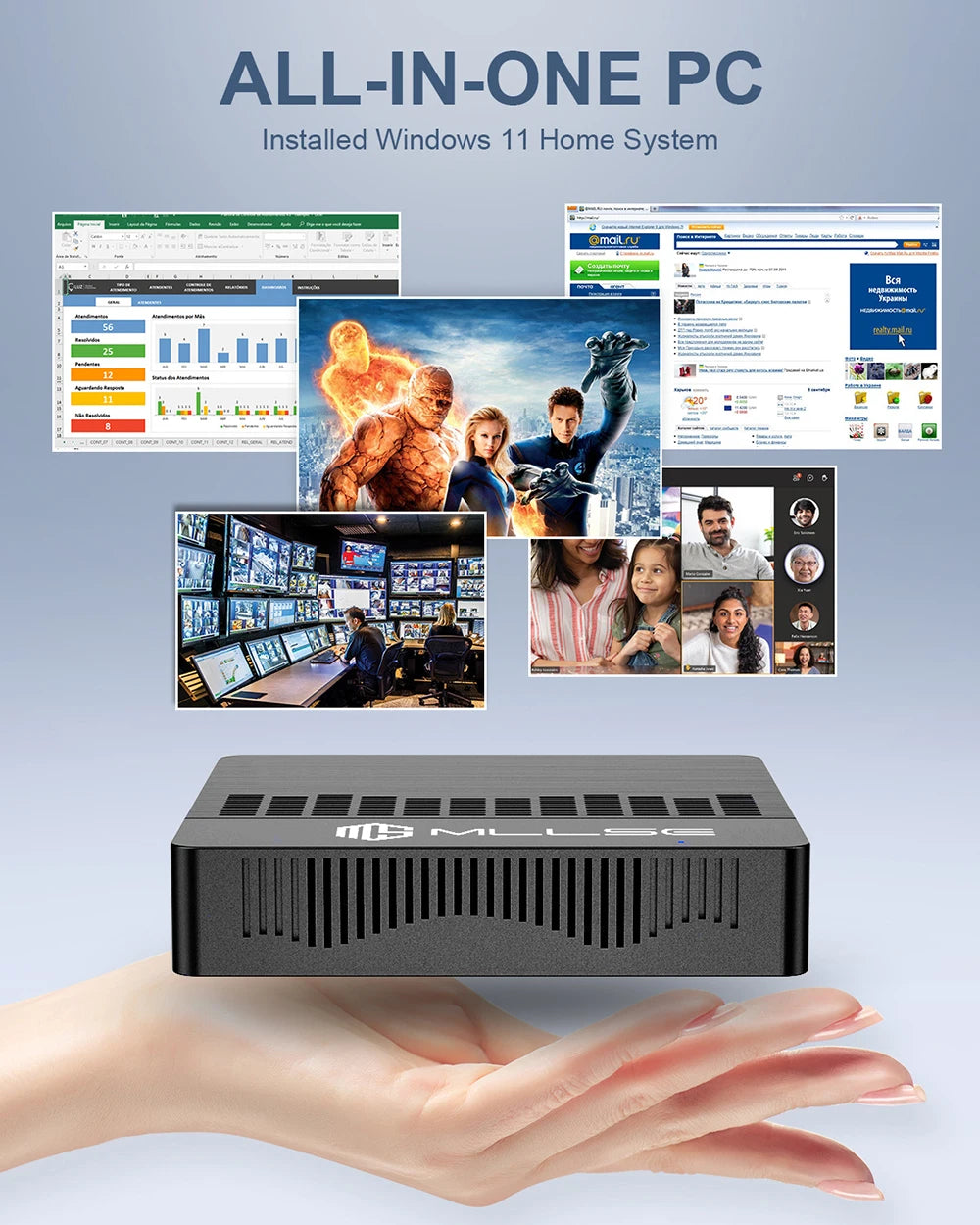 Mini PC compact MLLSE M2 Air - 128 GB ROM, N4000, 6 GB RAM