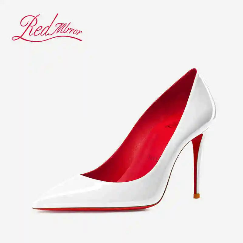 elegant woman heeled shoes 2024 trend luxury Brand Women High Heels Red Shiny Bottoms shallow Pumps Pointed Toe elegant Women 12cm