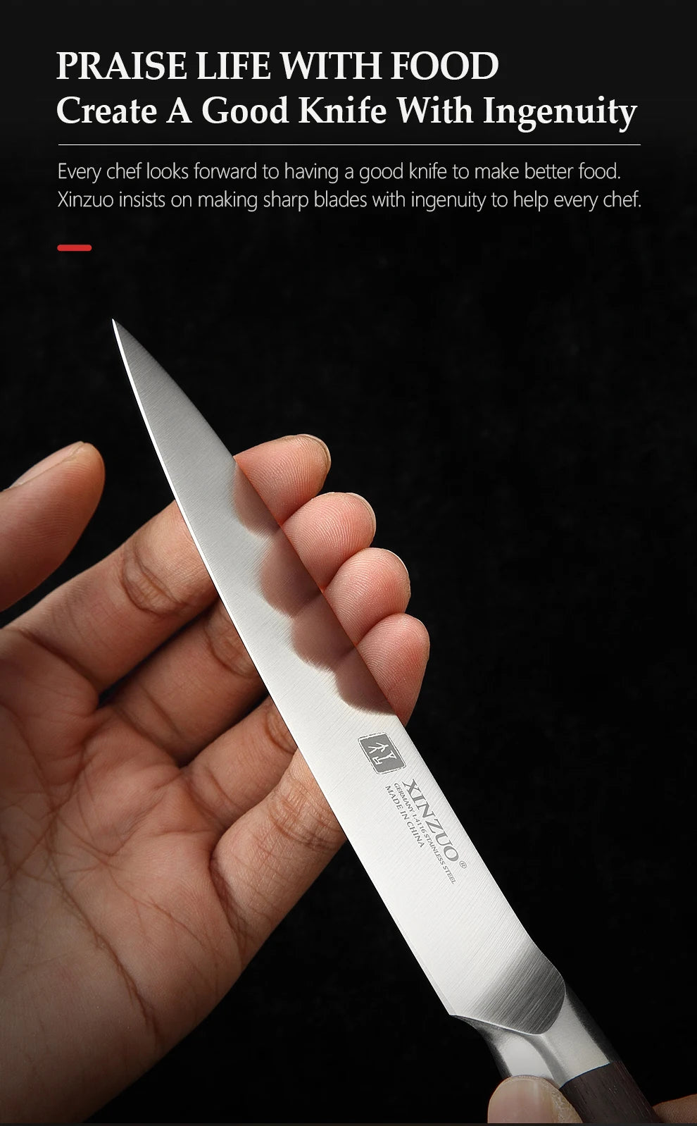 XINZUO Kitchen Tools 6 PCS Kitchen Knife Set Utility Cleaver Chef Bread Fruit Santoku Knives Stainless Steel Kitchen Knife Sets