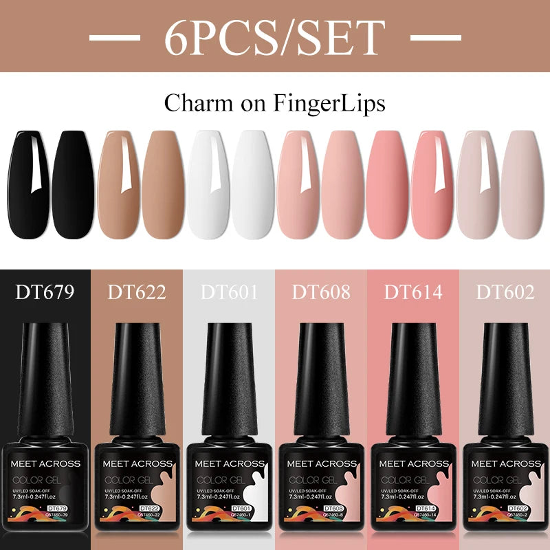 Întâlniți-vă peste 6 buc/set 7,3 ml oja gel pentru unghii nud maro semipermanent nail art LED UV gel lac unghii consumabile