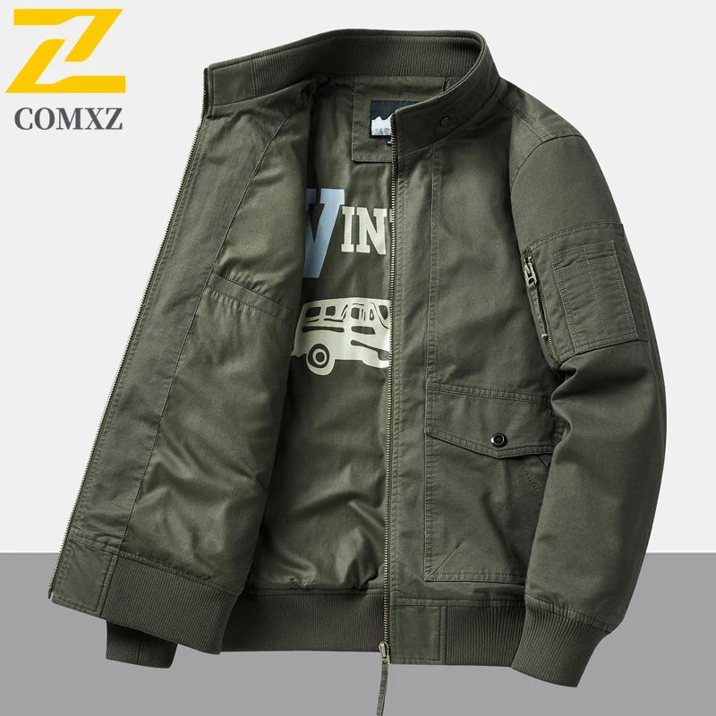 Fujian Safari Baumwolljacke Mehrere Taschen - Stehkragen