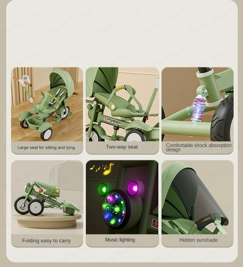Neues Kindertrikot, Recliner und Sitzender Foldable Portable Stroller, 1-6 Jahre Alt Multifunktionales Kinderfahrrad