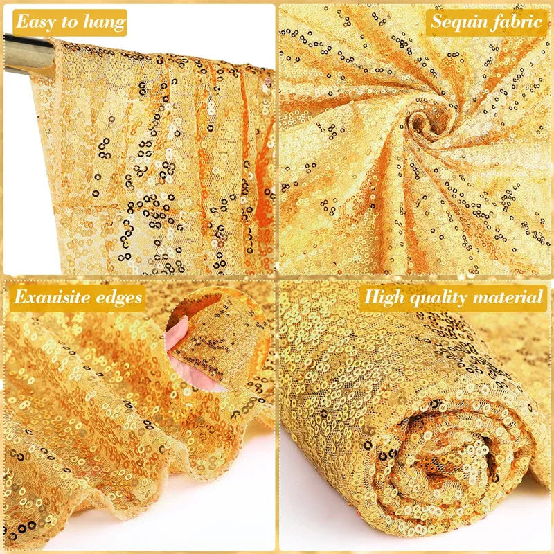 Sequin Backdrop Curtains - 2 Panels 2x8FT,Gold/Silver Backdrop Party Wedding Baby Shower Curtain Sparkle Photography Background