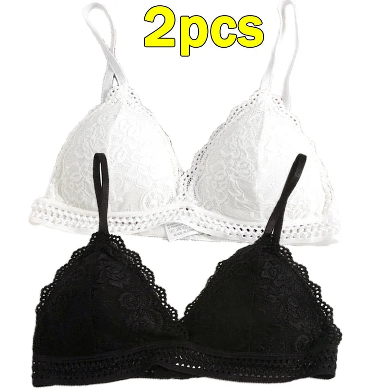 Lace Embroidery Bra Women elegant Deep V Underwear Floral Brassiere Stretch Seamless Push Up Lingerie Bralette Triangle Cup Padded