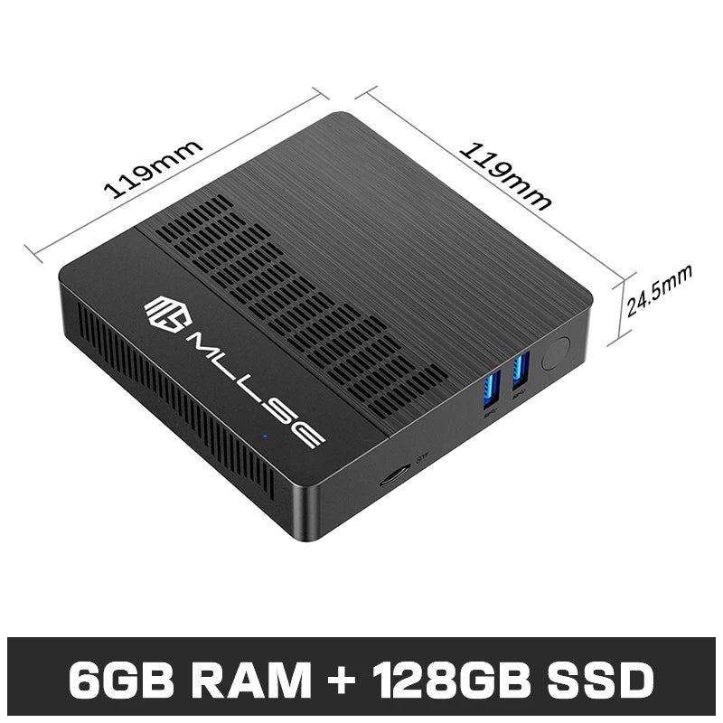 Mini PC compact MLLSE M2 Air - 128 GB ROM, N4000, 6 GB RAM