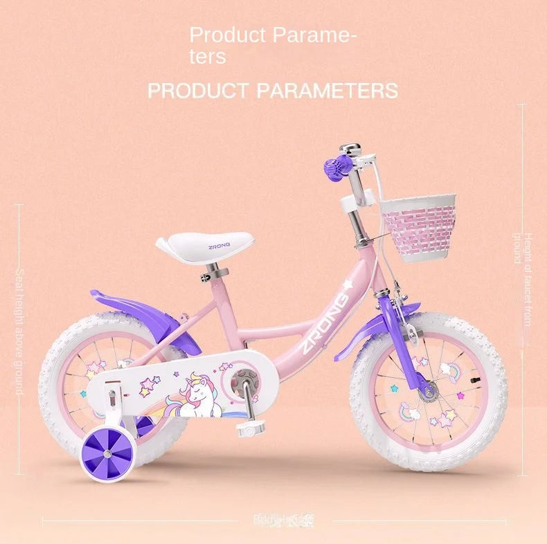 Children's Bicycle Folding Bike Girl 3-6 Years Old 7-10 Baby Foot Pedal Girl Bicycle Road Bik High-carbon Steel Materiale