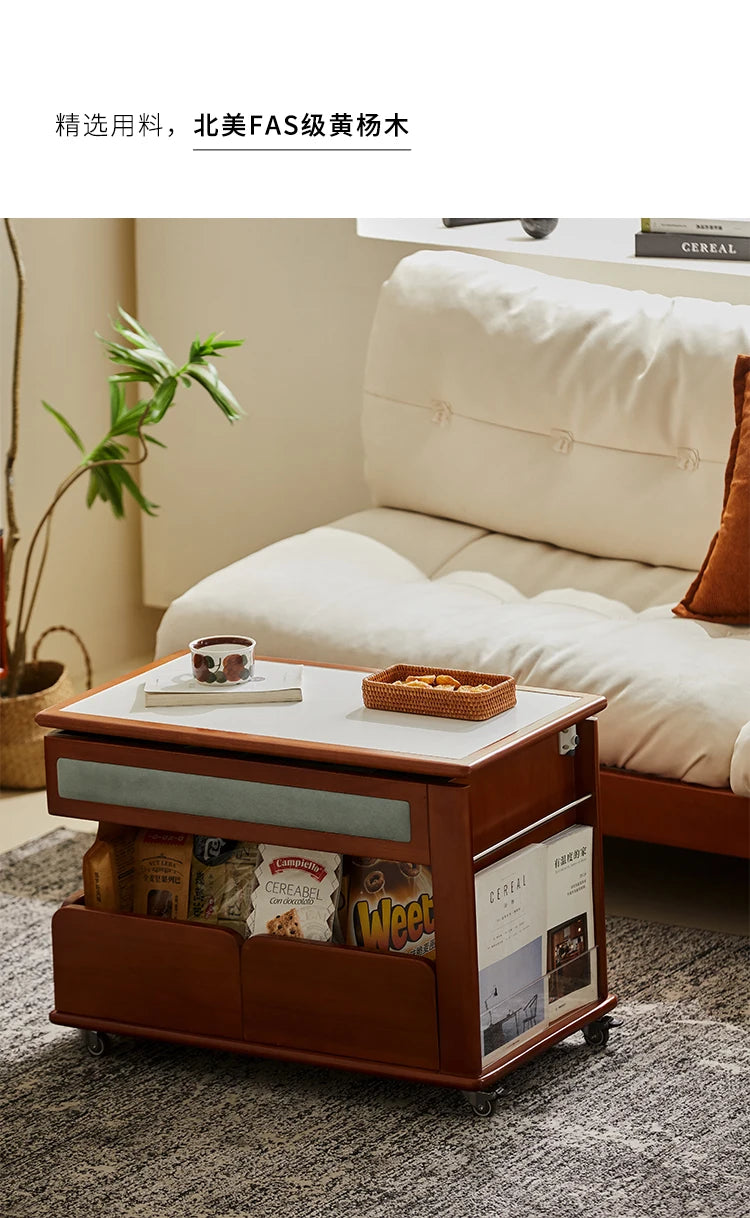 Cabinet Wood Coffee Table Lift Portable Walnut Design Living Room Side Table Folding Modern Luxury Mesa De Centro Sala Furniture