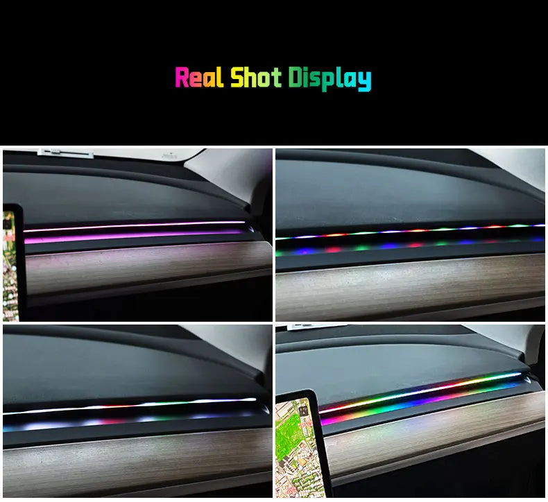 Auto-Ambientelicht 2025: RGB USB Car Interior Ambient Light Rainbow - Acrylic Strip LED Symphony APP Music Control Decorative Dashboard Atmosphere Lamp Collection